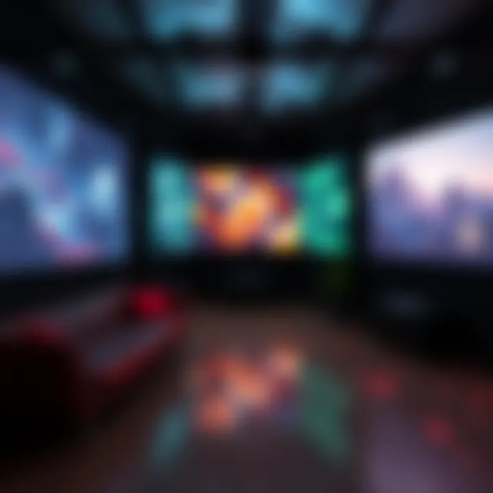A visual representation showcasing different projection effects on screens, illustrating how images transform with various techniques.