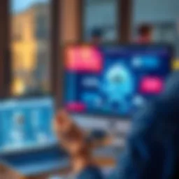 A person showcasing a chatbot on a computer screen with engaging visuals, representing bot promotion strategies