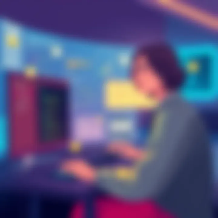 Illustration showing a person working on a computer with AI prompts and contextual guidelines on the screen, representing the evolution of prompt engineering.