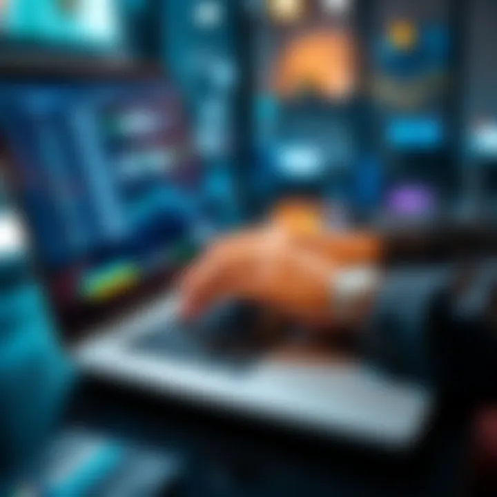 A person focused on typing prompts on a laptop, illustrating the importance of effective prompting skills for AI responses.