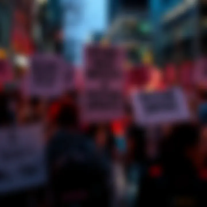 A group of people holding signs expressing concerns about AI's impact on jobs and privacy during a protest.
