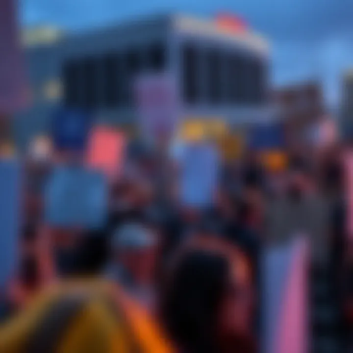 Protesters Gather Against Data Centers A diverse group of activists holding signs at a protest against data centers, expressing concerns about government support for corporations over citizens.