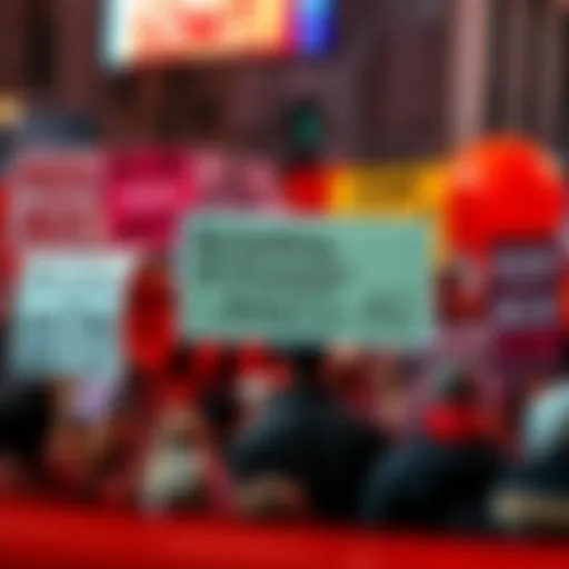 Group of people holding signs opposing artificial intelligence at a rally, showing various slogans related to AI concerns and ethics.