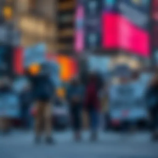 Protest Against Mass Surveillance A group of people holding banners and signs protesting against mass surveillance technologies in an urban setting.