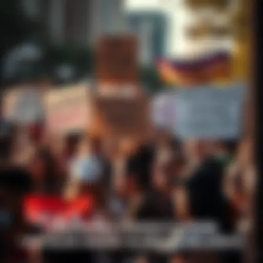 A diverse group of people holding signs advocating for human rights and equality during a march.