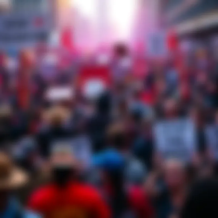 A large crowd of over 400 people holding signs at the Stop the AI Race protest in San Francisco, showing their concerns about AI technology.