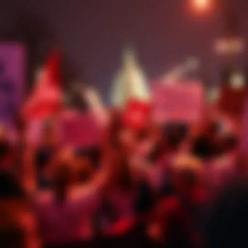 A crowd of people holding signs in protest of a new policy change in Washington