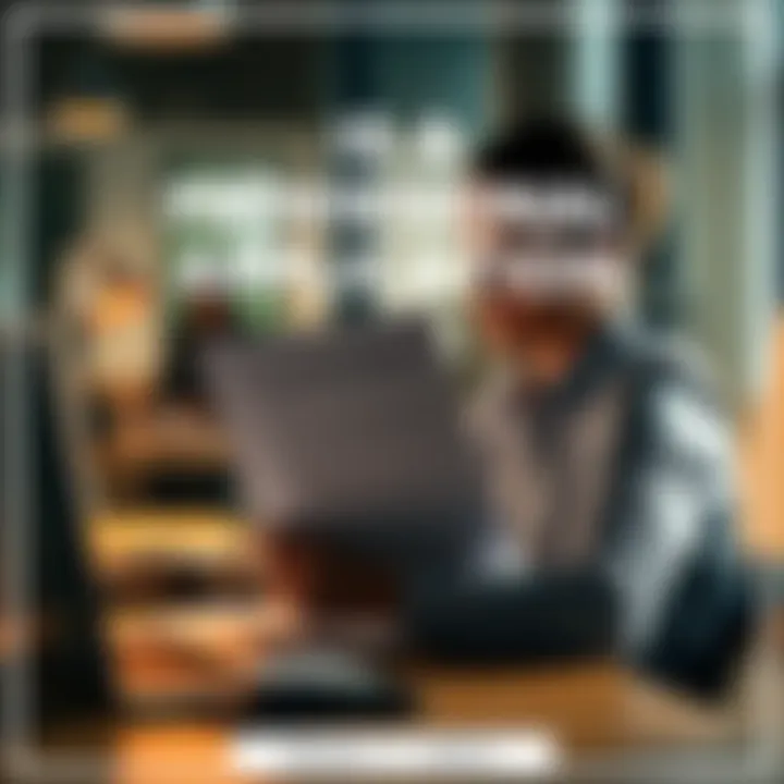 A person looking at a document labeled 'Provisional Patent' while sitting at a desk with a laptop and notepad, considering their invention.