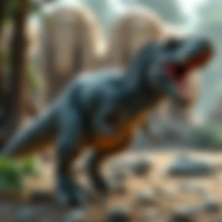 A nostalgic PS1-style T-Rex character with multiple animations in a prehistoric setting for Godot