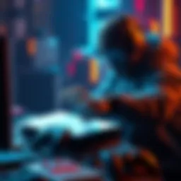 A hacker manipulating a PS5 and Switch 2, illustrating security breaches in gaming systems.