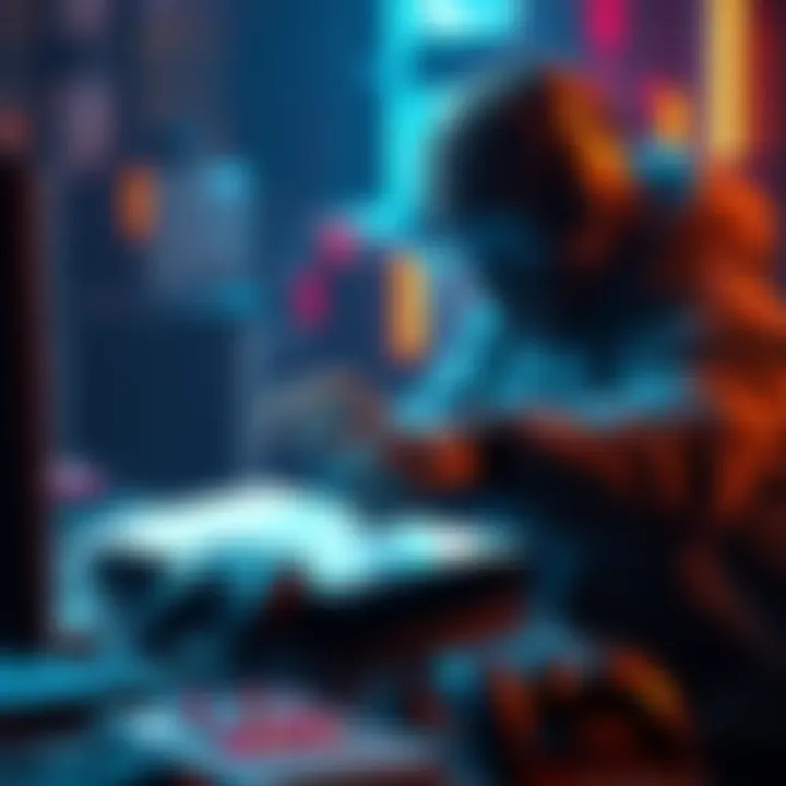 A hacker manipulating a PS5 and Switch 2, illustrating security breaches in gaming systems.