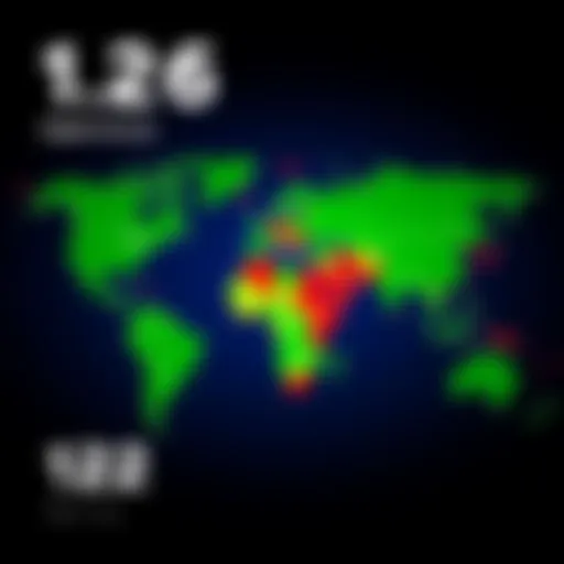 A world map highlighting 121 countries blocked from accessing the PS6 Digital Store, showing areas in red to indicate restriction, while other regions remain unaffected in green.