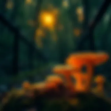A serene setting with psilocybin mushrooms and a calming environment, symbolizing the therapy's potential to ease suicidal thoughts in people with psychiatric disorders.