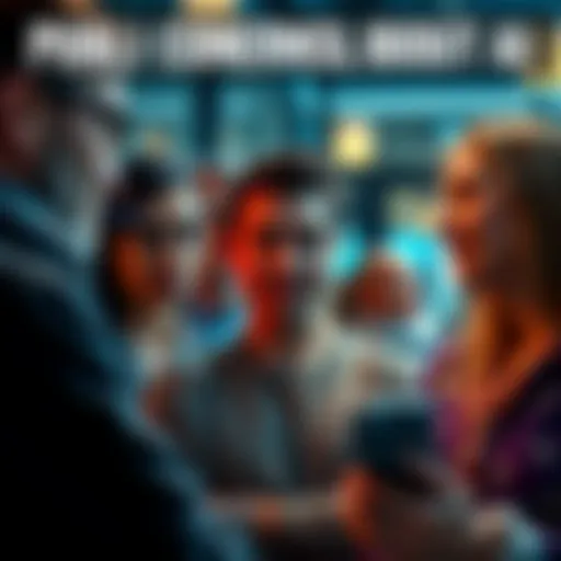 A group of diverse people discussing artificial intelligence, showing mixed emotions about technology, as chatbots become more popular.
