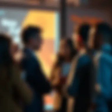 Group of people engaged in a conversation about public opinion trends