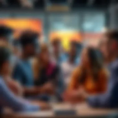 A group of diverse people engaged in a discussion, sharing their opinions on current social issues in a community setting