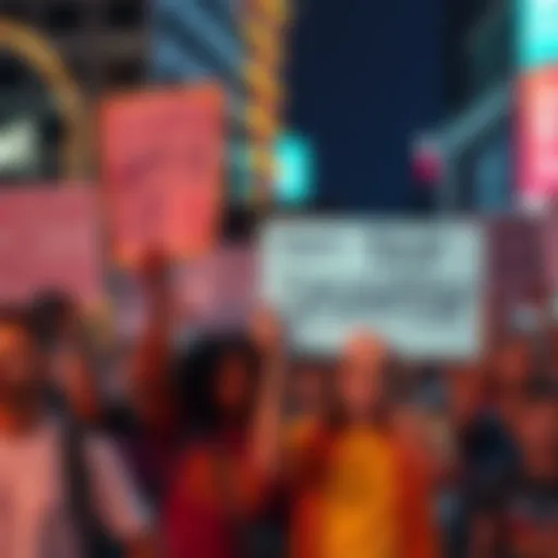 A group of people holding signs expressing their frustration with GPT-5, showcasing their concerns about technology.