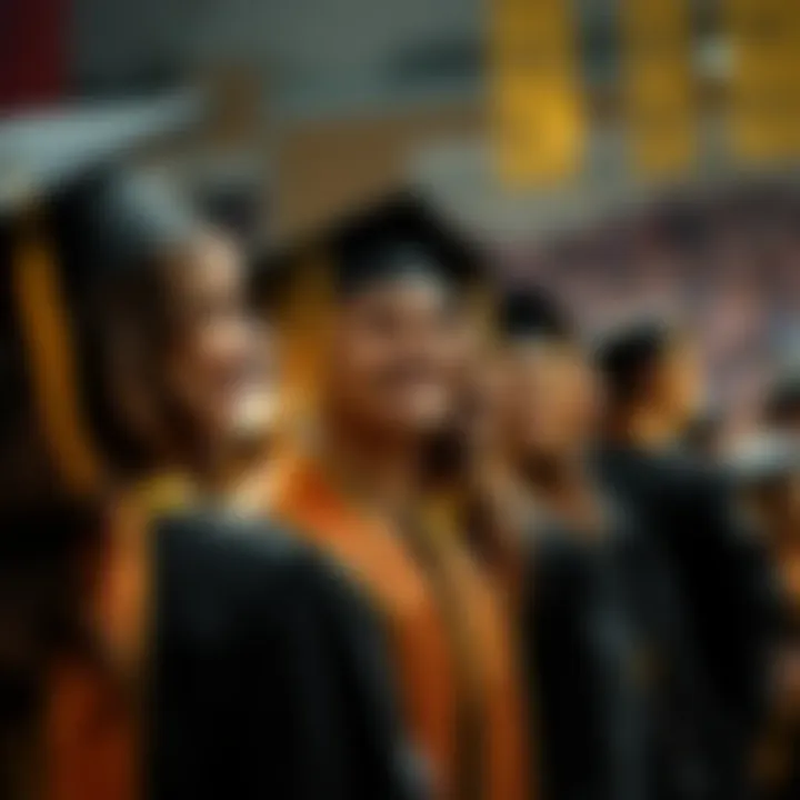 Students wearing caps and gowns at Purdue University graduation, celebrating their achievements with a banner about AI requirements
