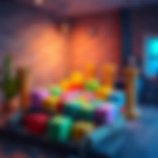 A cozy scene featuring colorful blocks being packed in a game setting, inviting players to try the demo with 5 free levels.