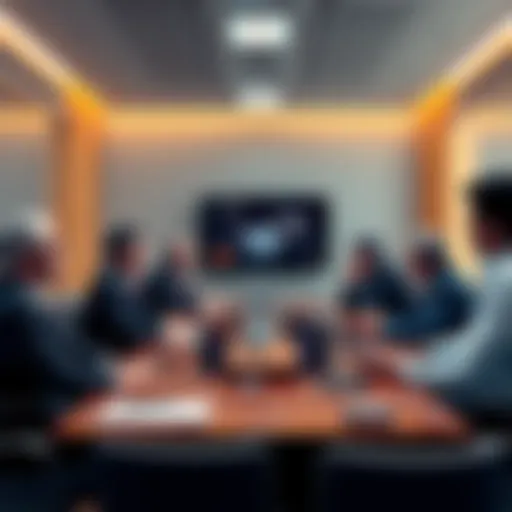 Qualcomm and Samsung executives discussing 2nm chip production costs in a meeting room