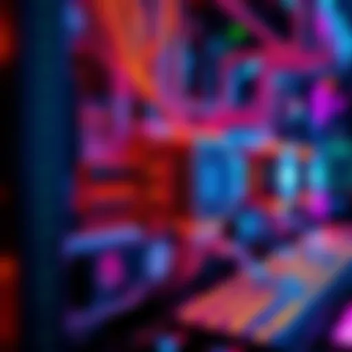 A quantum computer with colorful circuits and glowing processors, symbolizing advancement in technology.