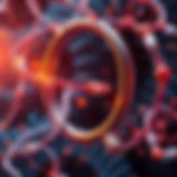 An illustration showing quantum computing technology merging with a Möbius molecule, highlighting advanced scientific concepts.