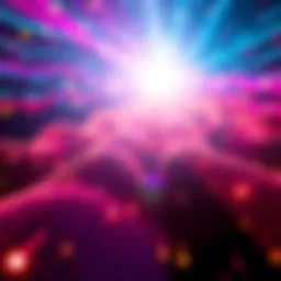 Visualization of ultrafast light pulses used in quantum communication, showcasing bright colors and wave patterns in a digital format