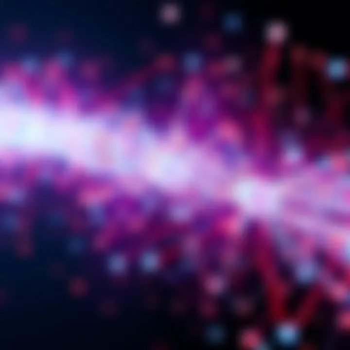 Quantum Random Number Generation A visualization of quantum particles generating random numbers, representing advanced encryption methods for digital security