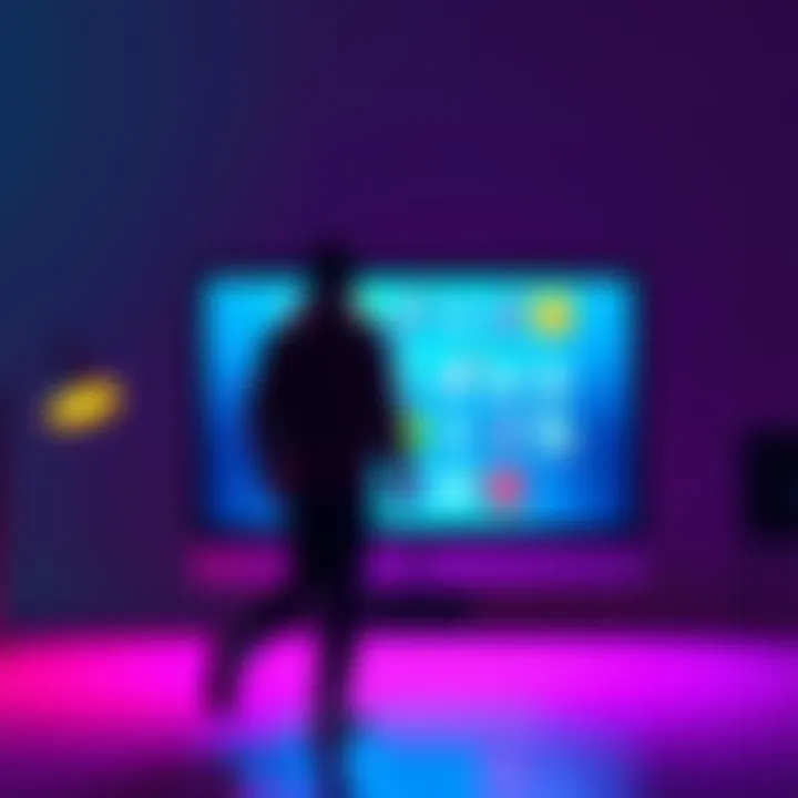 A person silently walking away from a computer screen displaying social media icons, symbolizing a discreet departure from online platforms.