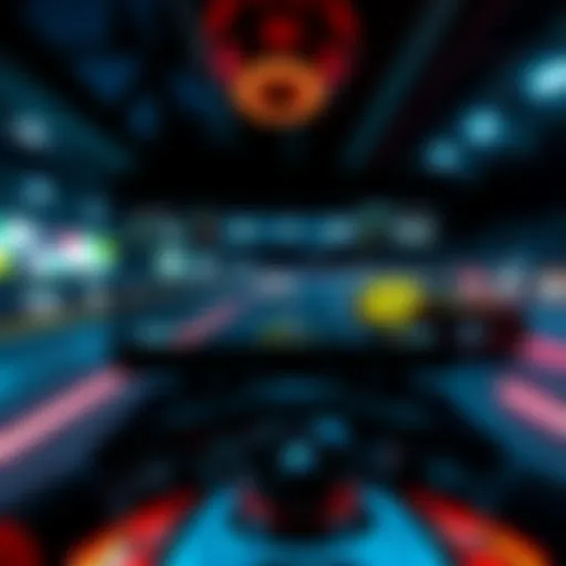 A screenshot showing a racing game with cars on track, displaying lap times and speed statistics on the screen.
