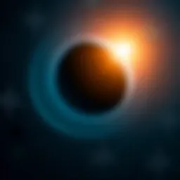 An artist's depiction of an exoplanet emitting radio signals in space with stars in the background