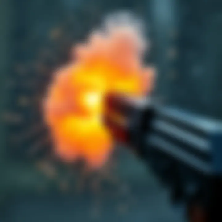 Rain drops interacting with the muzzle blast of an AK-47, creating a visual spectacle of smoke and water droplets.