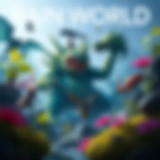 Concept art showing a vibrant Rain World ecosystem with various creatures interacting and exhibiting enhanced behaviors in their environment.