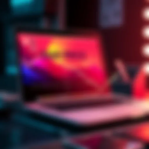 A graphic showing a downward trend in RAM prices with a laptop and RAM sticks in the background