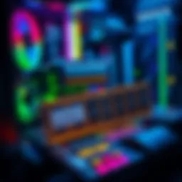 A computer setup showing RAM modules and a GPU, illustrating the impact of RAM speed on image generation performance in ComfyUI.