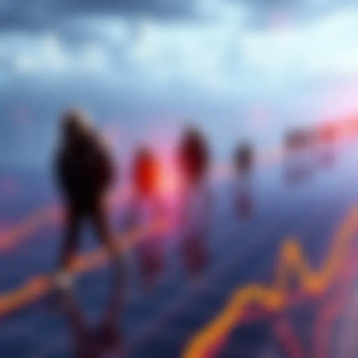 Illustration showing random walkers moving in different directions on a graph, representing their impact in various fields