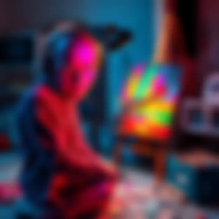The Rare W artist creating a colorful piece in their studio