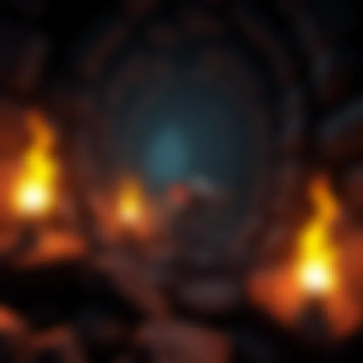 A small rat character exploring a dark dungeon, encountering enemies and treasures, with torches lighting the path