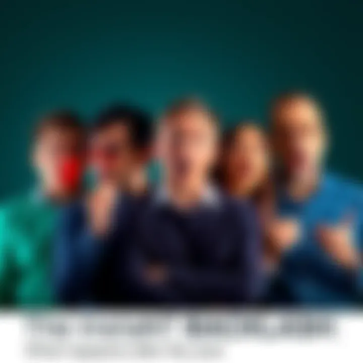 A group of people reacting to a social media post, showing expressions of surprise and discussion.