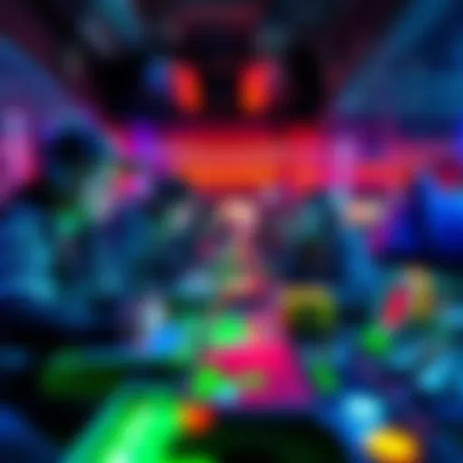 Participants engaging in an interactive adventure with gaming elements in a vibrant environment