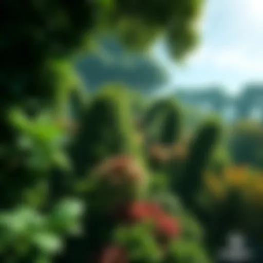 A lush, green scene showcasing realistic foliage created with Unreal Engine 5.3, SpeedTree, and textures from Substance 3D.