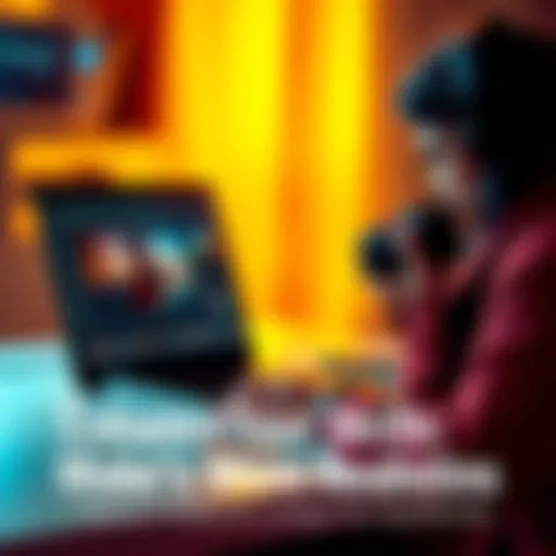 A photographer editing a photo on a laptop, focusing on color adjustments for realism.