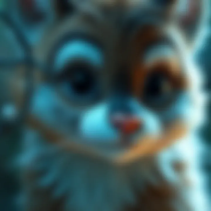 A lifelike furry character with detailed fur and expressive eyes, showcasing cuteness in a photorealistic style.