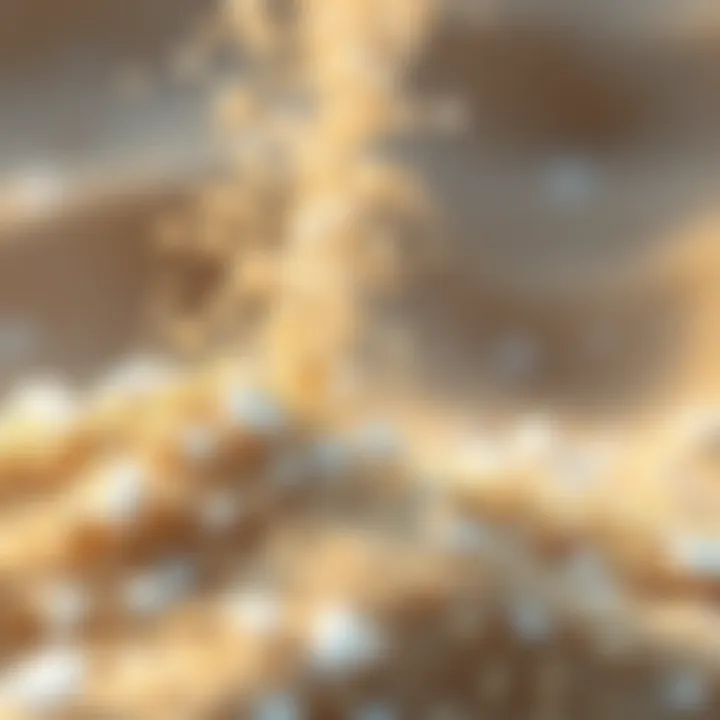 A close-up of realistic sand and snow simulations created in Blender using a new GPU grain solver, showcasing particles bonding and breaking.