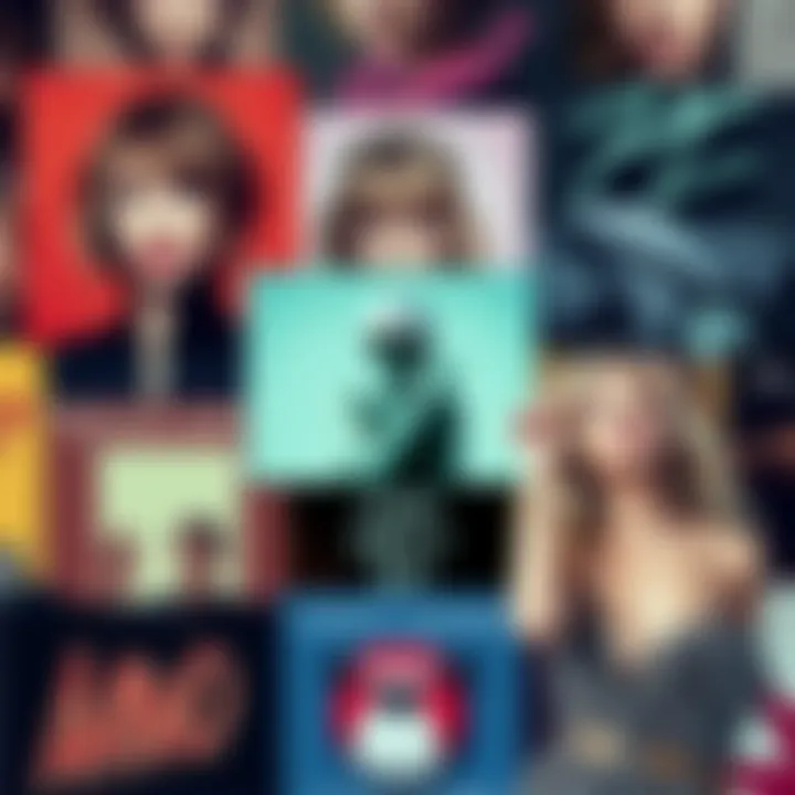 Collage of album covers from Charli XCX, Taylor Swift, Lady Gaga, and Miley Cyrus showcasing their latest music