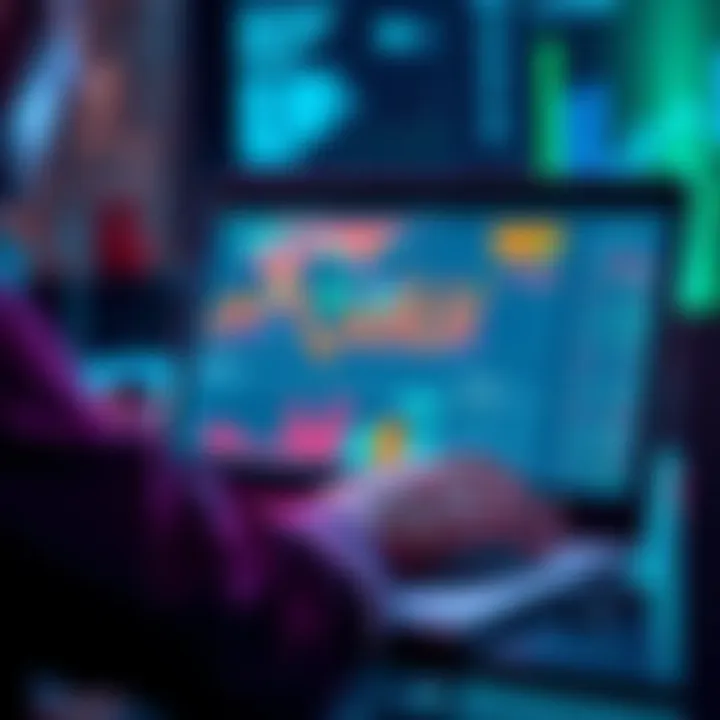 A person analyzing data trends related to LT with graphs and charts on a laptop screen