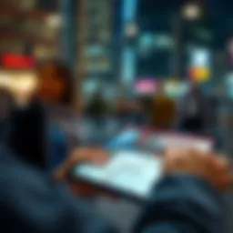 Recent News Updates A person reading news on a tablet with recent headlines displayed.