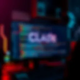 A computer screen displaying code with a custom startup animation overlay and a digital design theme, symbolizing open-source software development.