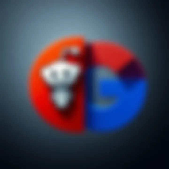 Graphic showing Reddit logo overshadowing Google logo, symbolizing Reddit's rise as a primary source for LLM information.