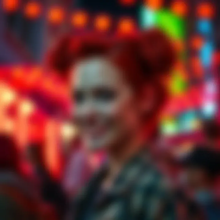A woman with striking red hair styled in two messy buns, enjoying the festive atmosphere of Punktober.